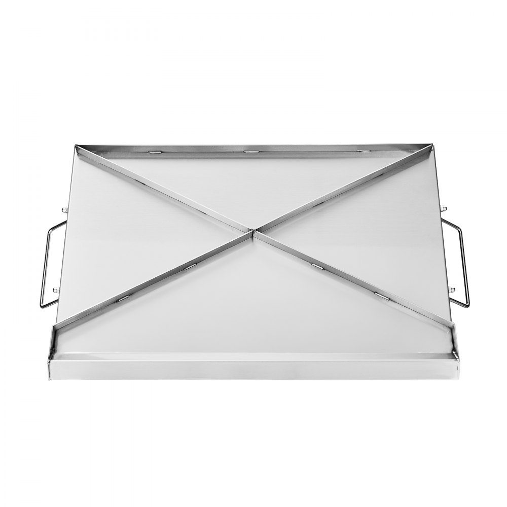 Plaque de gril Poêle à griller Plaque rectangulaire universelle en acier inoxydable (585 x 365 mm) avec dessus plat, plaque de cuisson à gaz pour barbecue Teppanyaki, batterie de cuisine familiale portable avec poignée