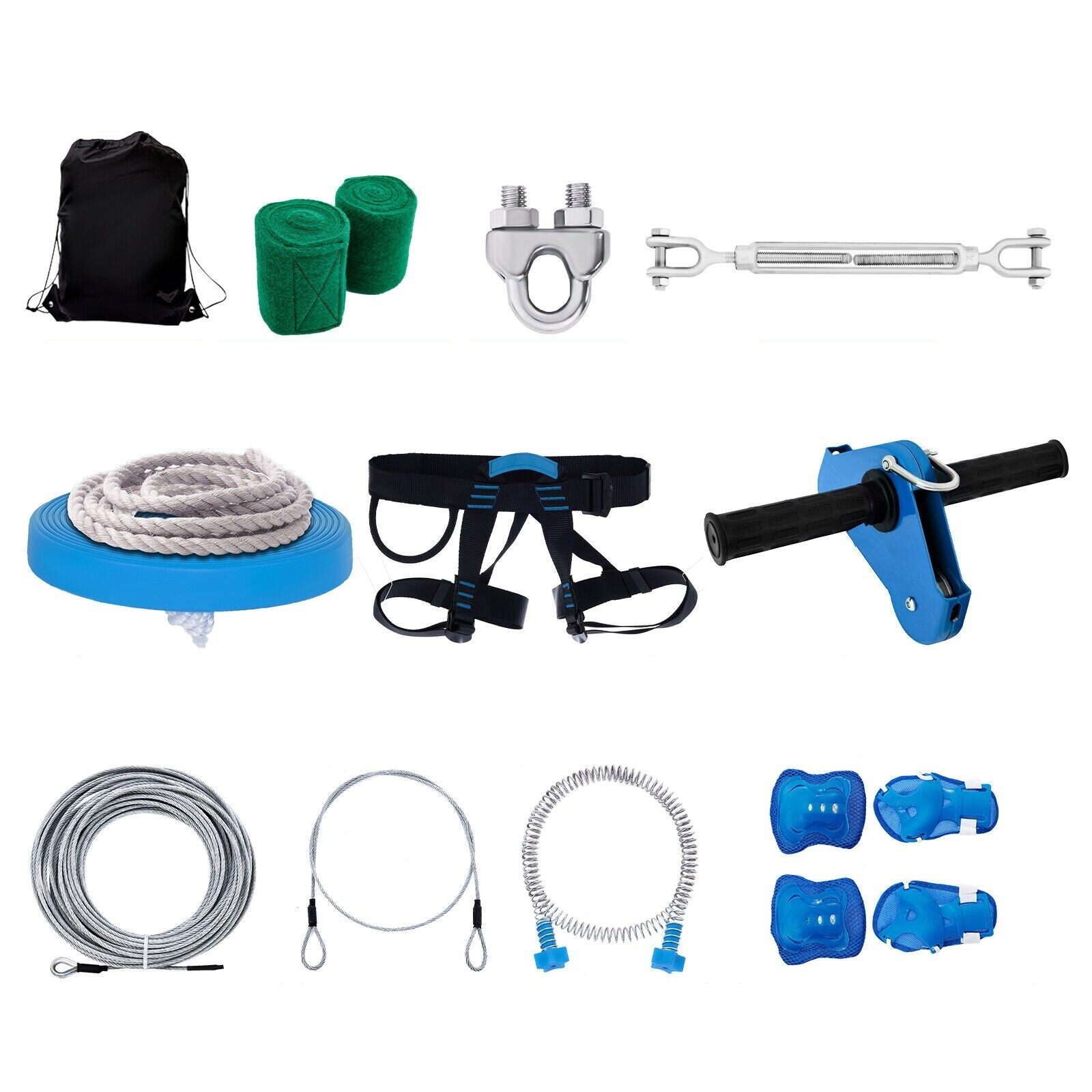 Téléphérique Zipline pour enfants Kit de démarrage en corde d'acier de 80 pieds