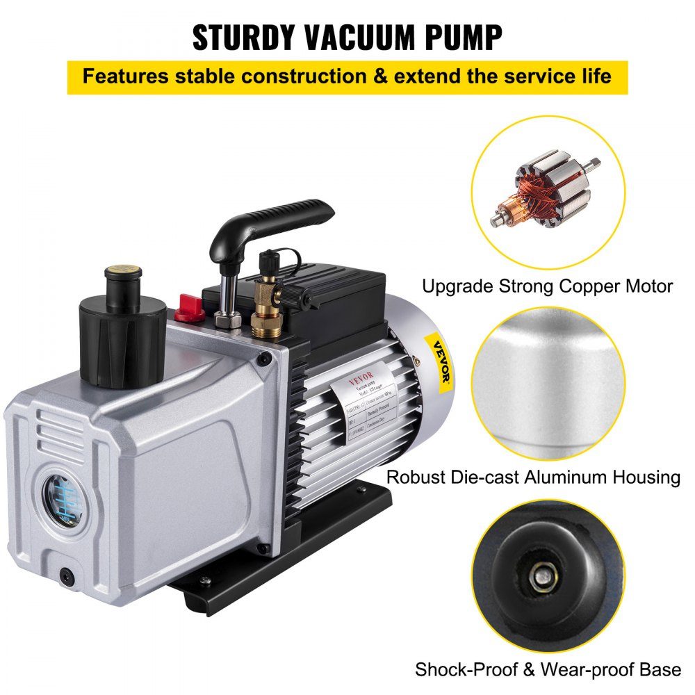 Vakuumpumpe Vakuumpumpe 1-stufig 1HP 340L/min Einlassanschluss 0,64 cm