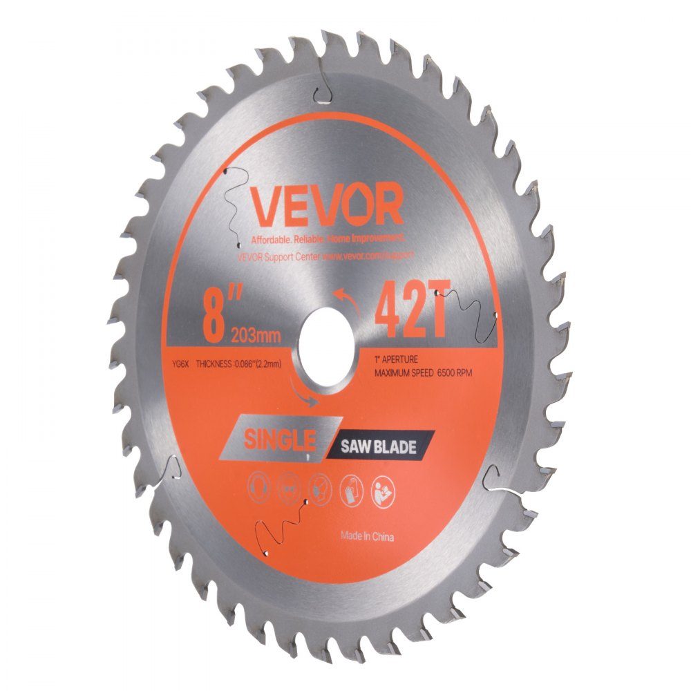 Circular saw blade (203mm diameter, 42 sharp teeth and 2.2mm thickness), ideal for plywood, OSB hardwood, compatible with circular saws, alloy saw blade with noise reducing heat dissipation