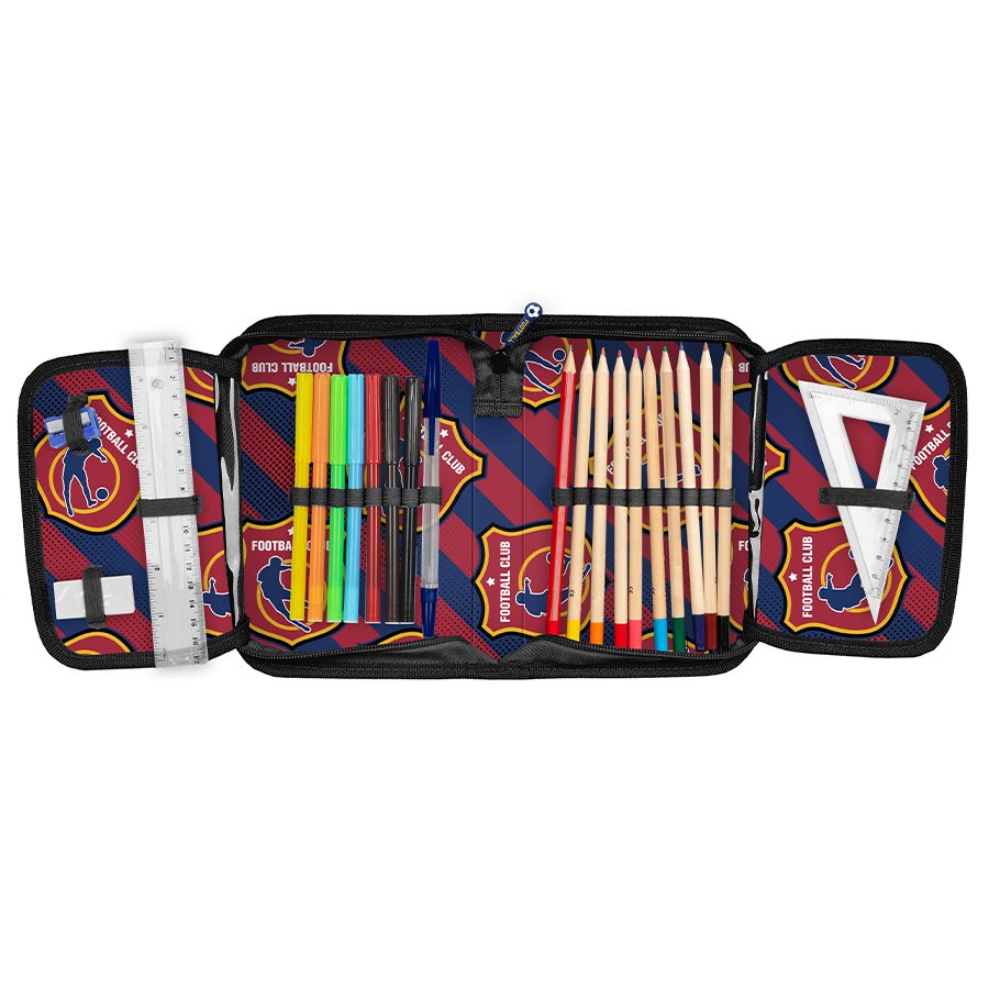 Pencil case with Football Club Stripes features