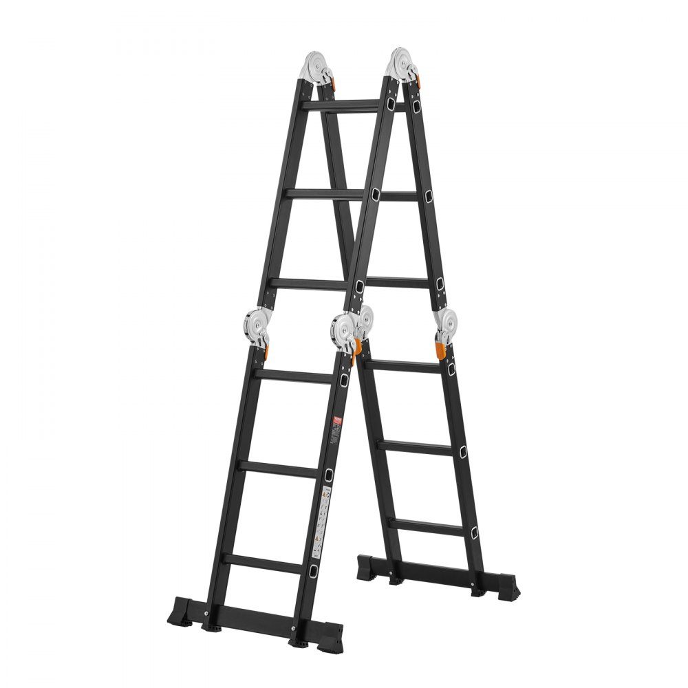 Multipurpose Ladder, 7 in 1 Multifunctional Ladder, A-Frame with 3 Steps and Scaffolding Board, Telescopic Ladder, Ladder Scaffold 3550mm, Heavy Duty Ladder, 150kg Load Capacity, for Home Outdoor Use