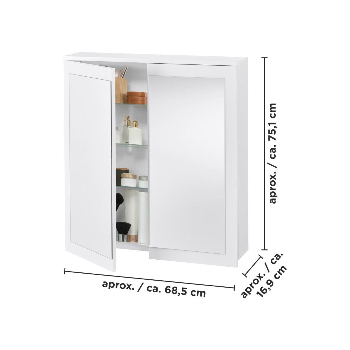 LIVARNO® Spiegelschrank Basel, mit 2 Türen, weiß