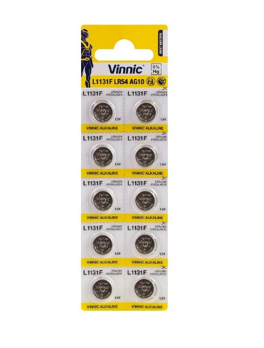 VINNIC BATERIA L1131 LR1130 G10 38 LR54 AG10 10SZT - Part No. HT-50912
