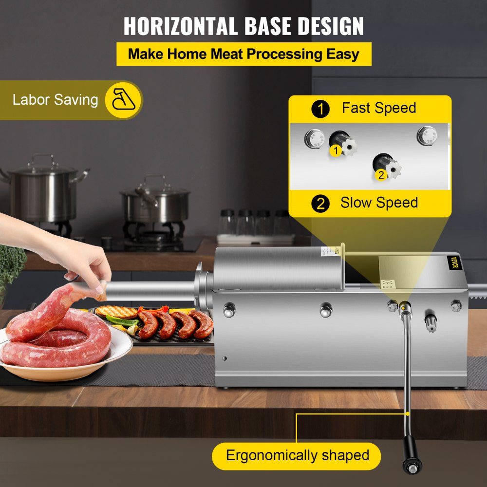 Remplisseur de saucisses 3L, hachoir à viande, Machine de remplissage de saucisses, seringue horizontale en acier inoxydable