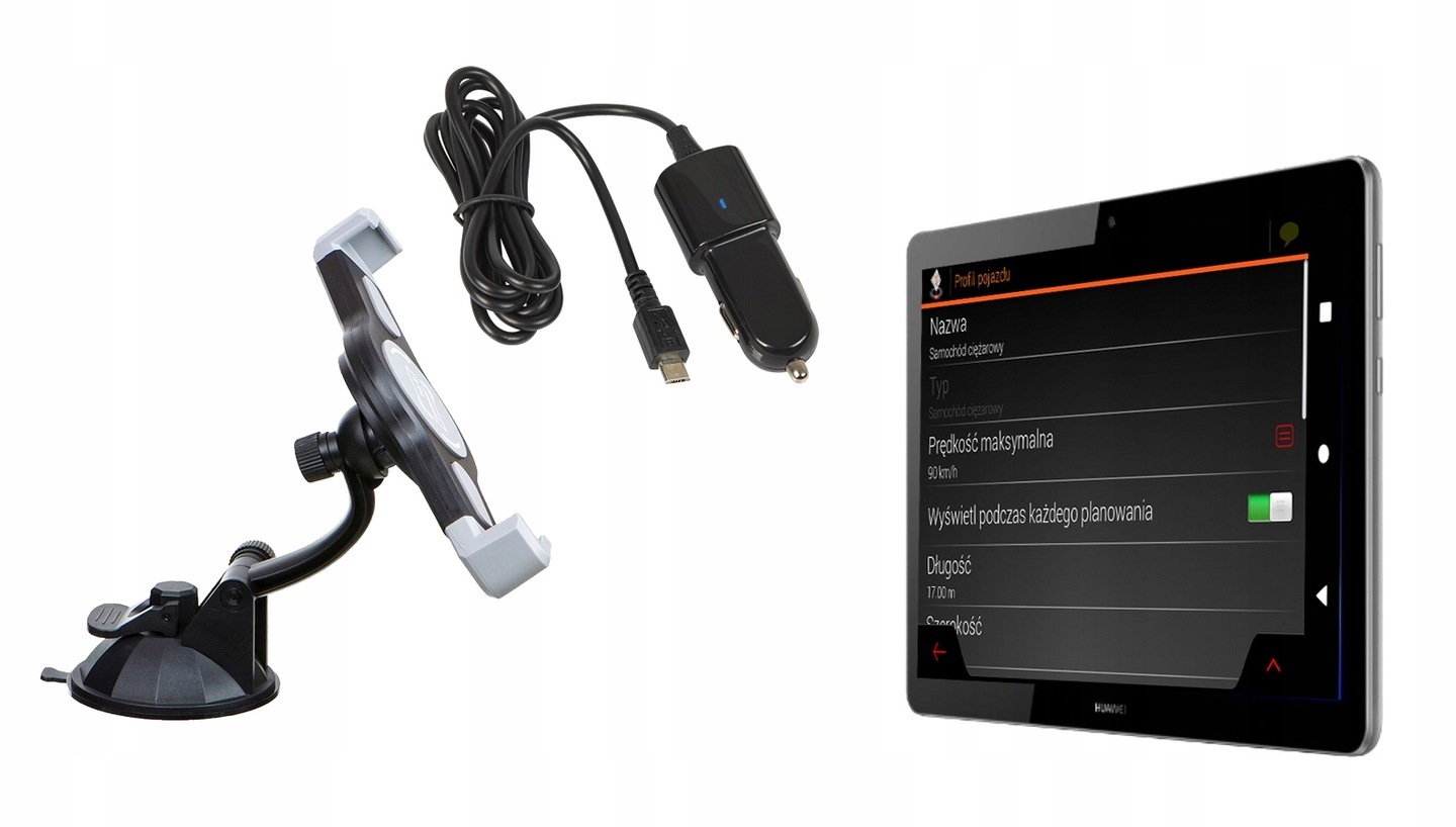 Nawigacja do ciężarówki, autobusu, samochodu osobowego, kampera iGO ANDROID z tabletem Samsung z uchwytem i ładowarką Nawigacja do ciężarówki, autobusu, samochodu osobowego, kampera iGO ANDROID z tabletem Samsung z uchwytem i ładowarką