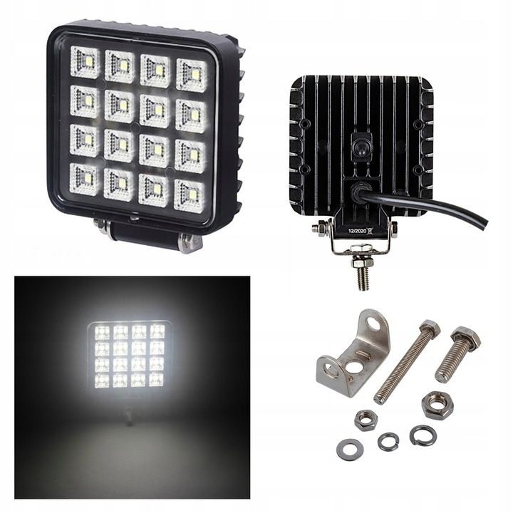 16 LED-Arbeitsscheinwerfer mit Schalter – 12 V/24 V, 2400 lm, 16 W, weißes Licht