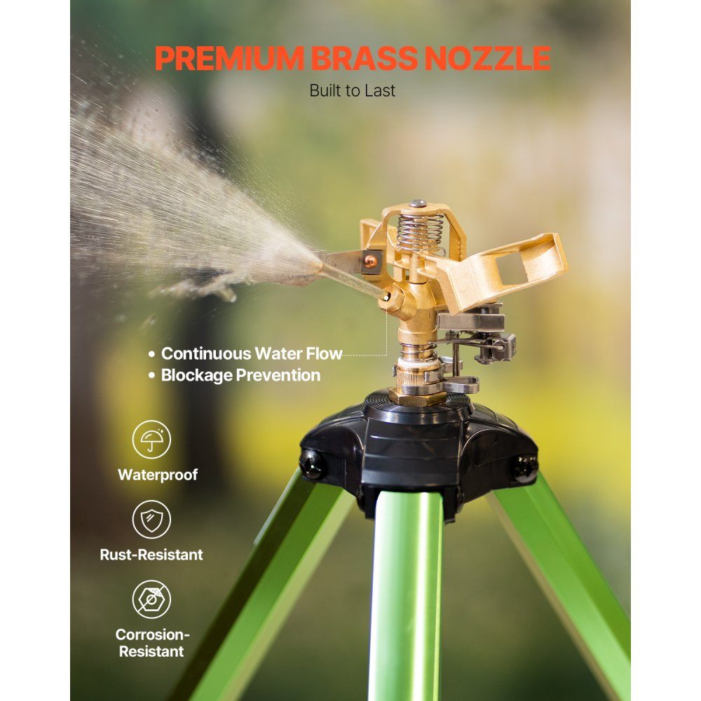 Sprinkler-Teleskopstativ, 2er-Set mit Messingkopf und G3/4-Zoll-Anschluss, 360-Grad-Hochleistungs-Rasensprinkler für große Flächen, verstellbare Höhe 430 mm, 686 mm, 940 mm für den Hof