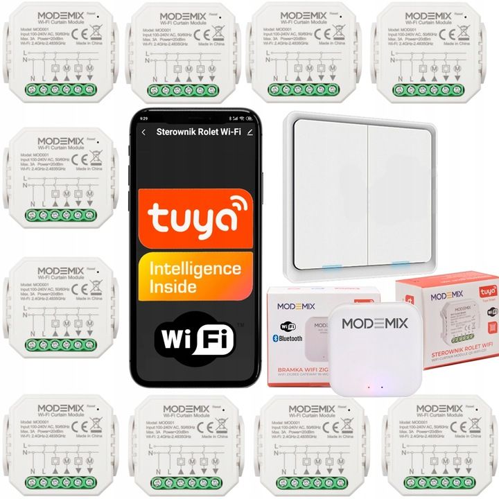 Sterowanie roletami Wi-Fi Tuya Smart – zestaw 10 przełączników + bramka Zigbee Sterowanie roletami Wi-Fi Tuya Smart – zestaw 10 przełączników + bramka Zigbee
