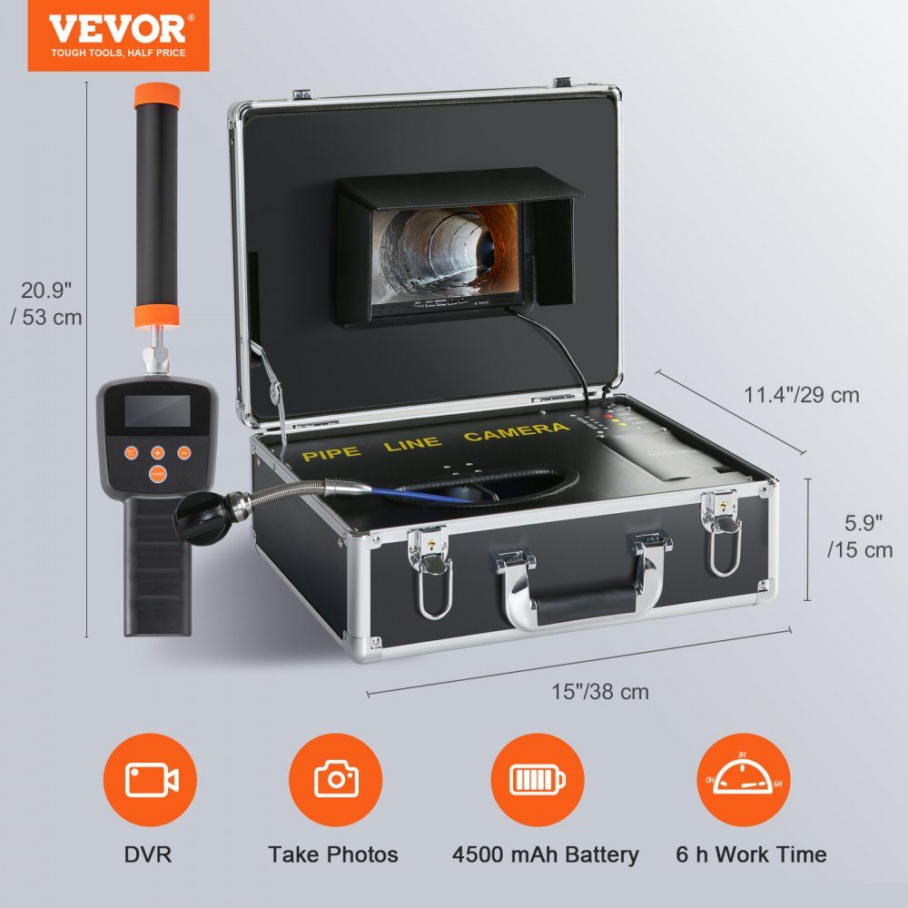 Sewer Camera with 512-Hz-Ortung, 30m 7" Pipe Inspection Camera with DVR Function, IP68-Kamera with 12 Adjustable LEDs, einer 16-GB-SD-Karte for Sewer Pipes, Home, Sewer Pipes