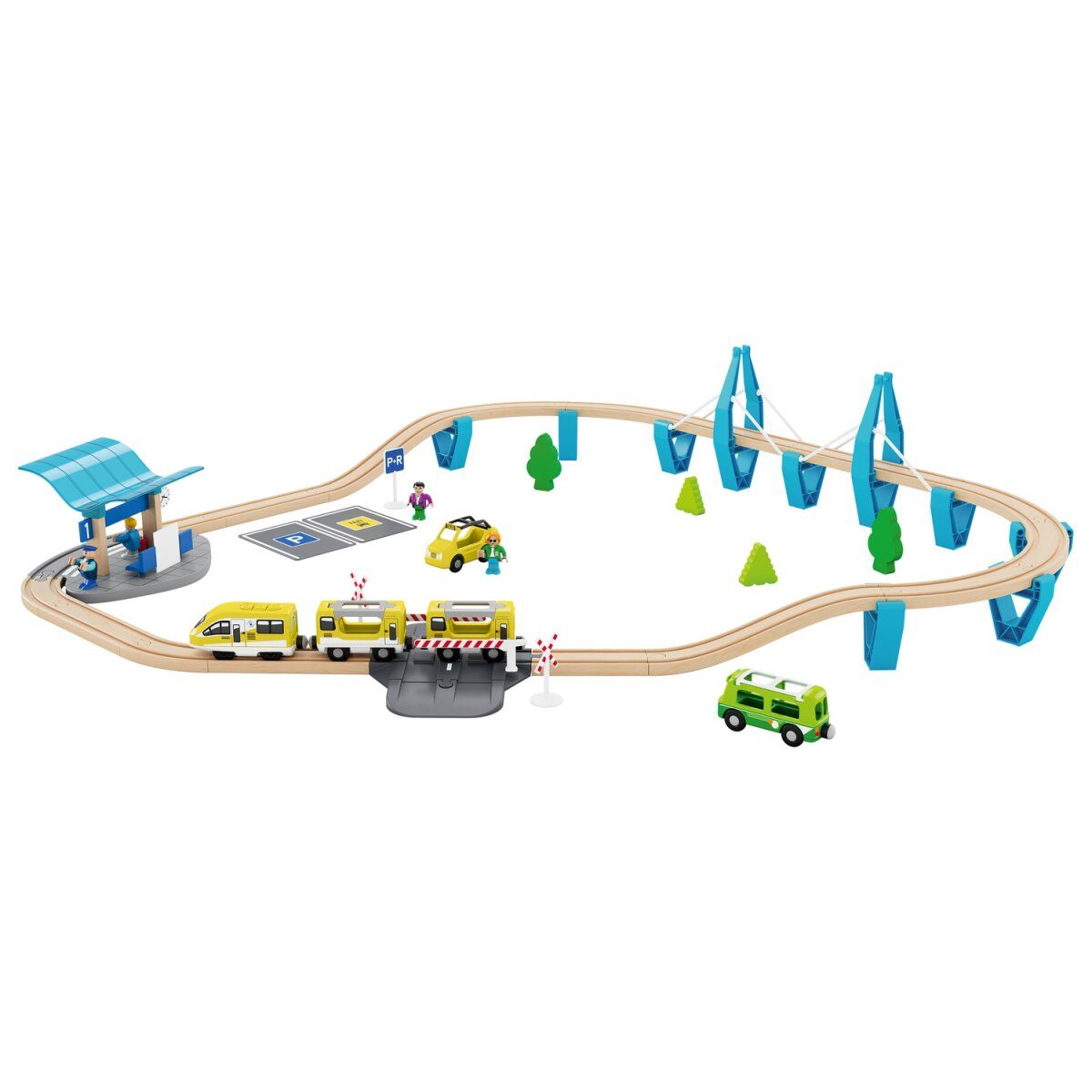PARKSIDE® railway set, made of beech wood, passenger train