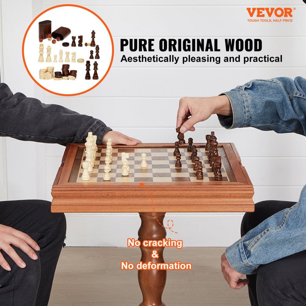 Jeu d'échecs en bois, 650 x 650 x 675 mm, jeu d'échecs de bureau avec pièces d'échecs, jeu d'échecs pour les activités familiales, les voyages, les enfants, l'échiquier