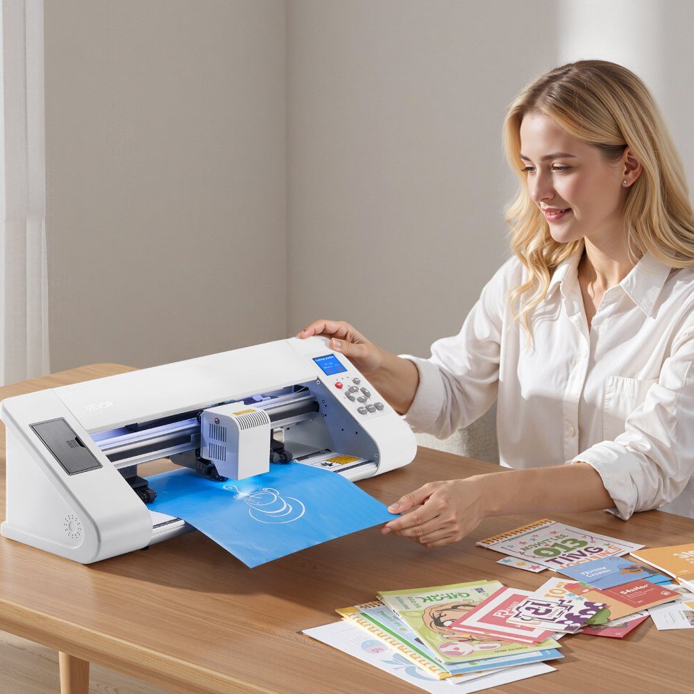 Vinyl cutter (33cm cutting size) with automatic edge detection & design software & materials, compatible with SVG/EPS/PLT, for custom craft card stickers