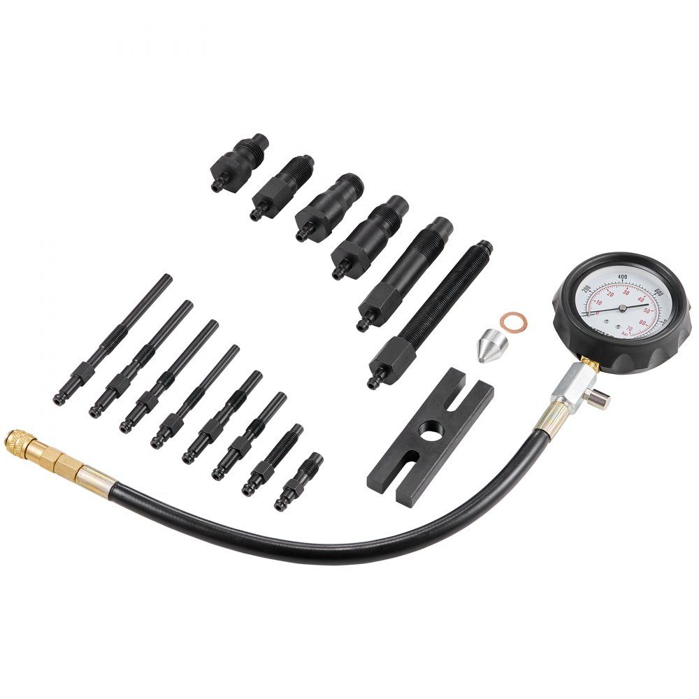 Manomètre de compression testeur de compression testeur de compression manomètre de compression avec un manomètre de 80 mm 0-1000 PSI et un manomètre de compression 0-70 bar incl. 4x adaptateurs
