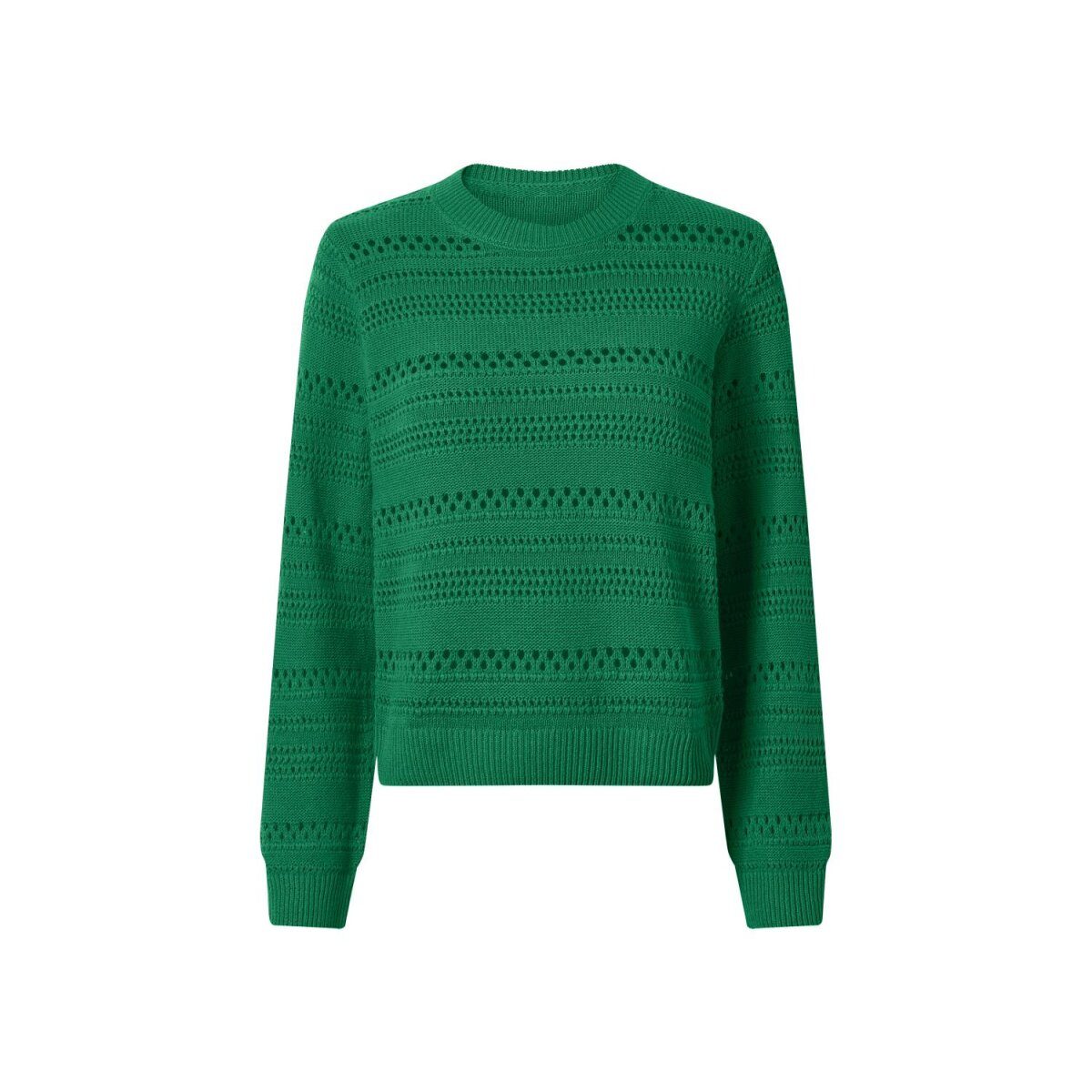 esmara® Damen Lochstrickpullover (grün, L (44/46))