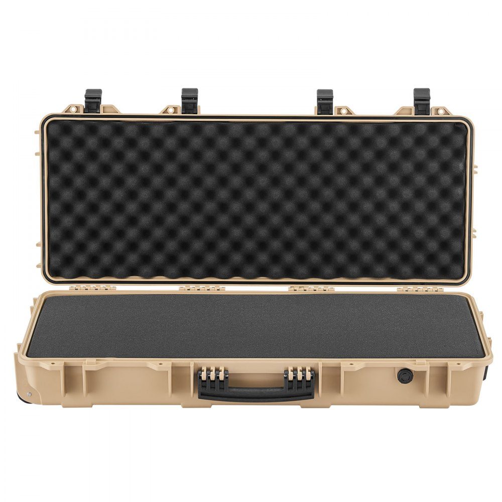 Gun Case with Hard Shell for Long Guns, Lockable Gun Case with Pre-Cut Foam, Long Gun Case, Gun Storage, Rollable, IP67 Waterproof, 97.8 x 42 x 17.3 cm, Khaki