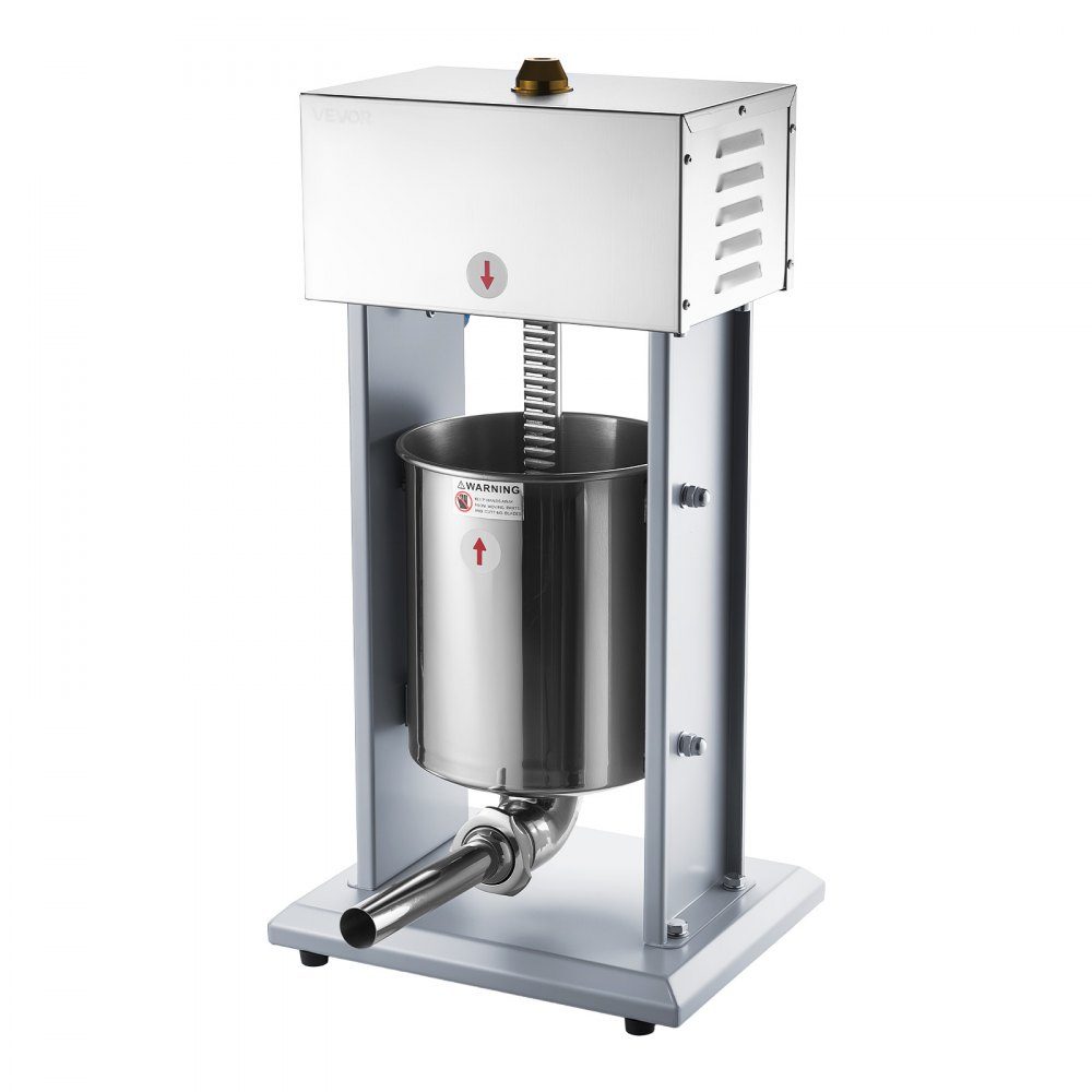 Elektrische worstvuller 10 L, verticale worstvulmachine met traploze snelheidsregeling & pedaal & 4 vulbuizen, roestvrijstalen vleesvuller voor commercieel en particulier gebruik