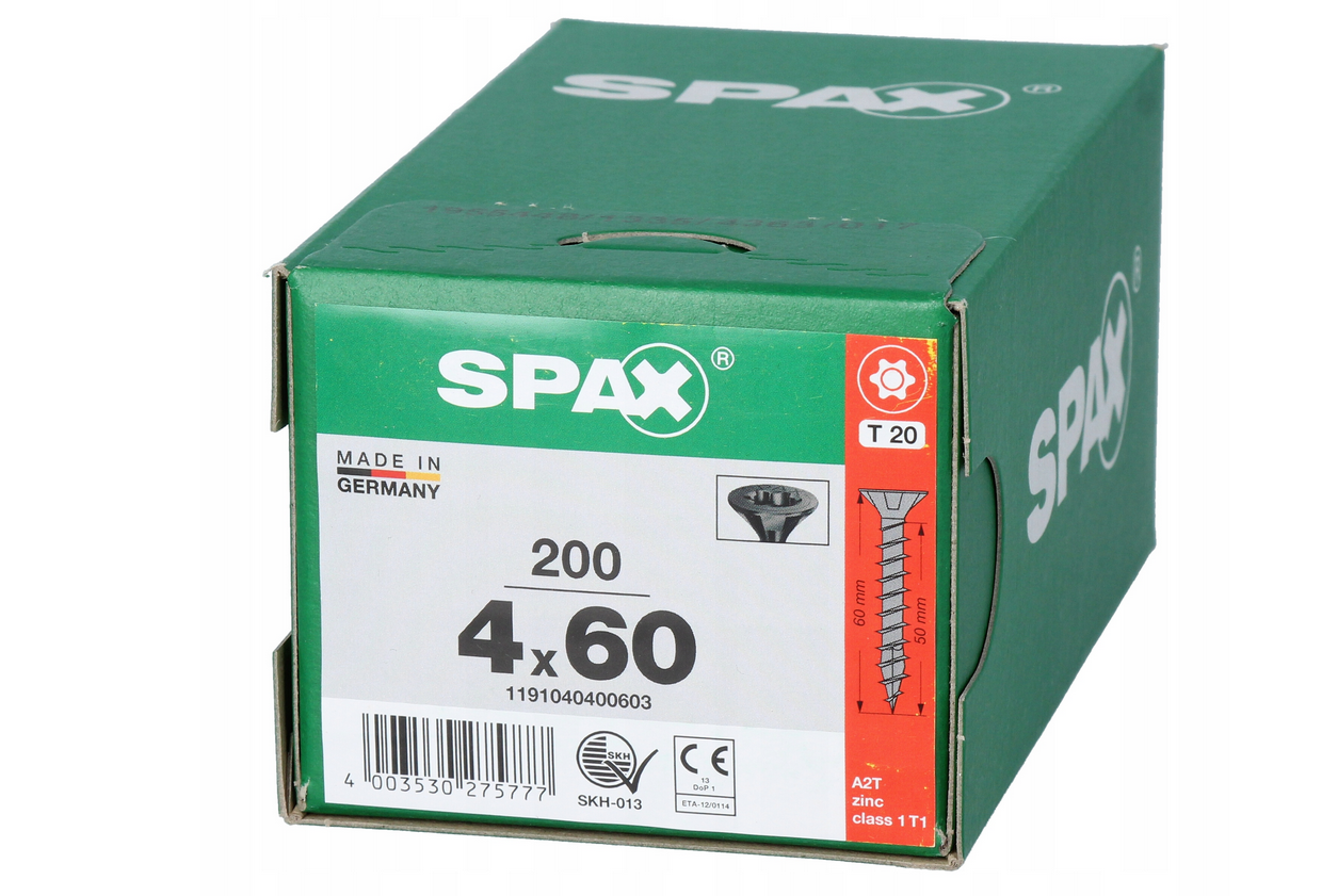 Spax Universal 4x60 T20 pełny gwint 200 sztuk 1191040400603 Spax Universal 4x60 T20 pełny gwint 200 sztuk 1191040400603