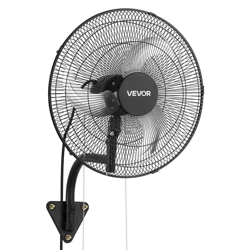 59W Industrial Wall Fan 20" 6.5m/s Oscillating Wall Fan with 3 Levels and Adjustable Tilt Angle Commercial Industrial Fan for Workshop Garage Warehouse Gym Black