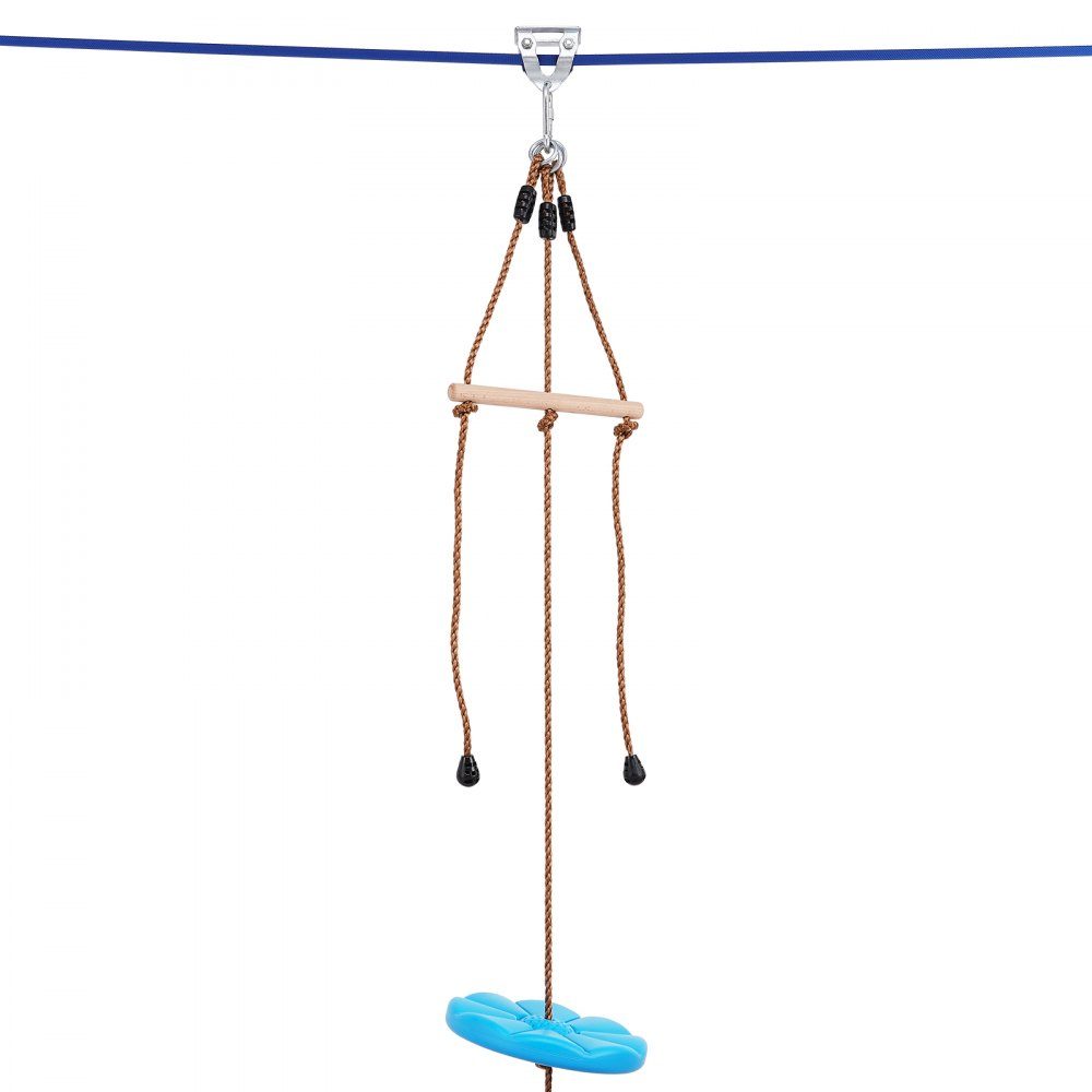 Zipline für Kinder und Erwachsene, 50-Fuß-Zipline-Sets bis zu 300 Pfund, Outdoor-Hinterhof-Seilrutschen, Spielplatzunterhaltung mit Zipline, Nylon-Sicherheitsgurt und Zubehörset