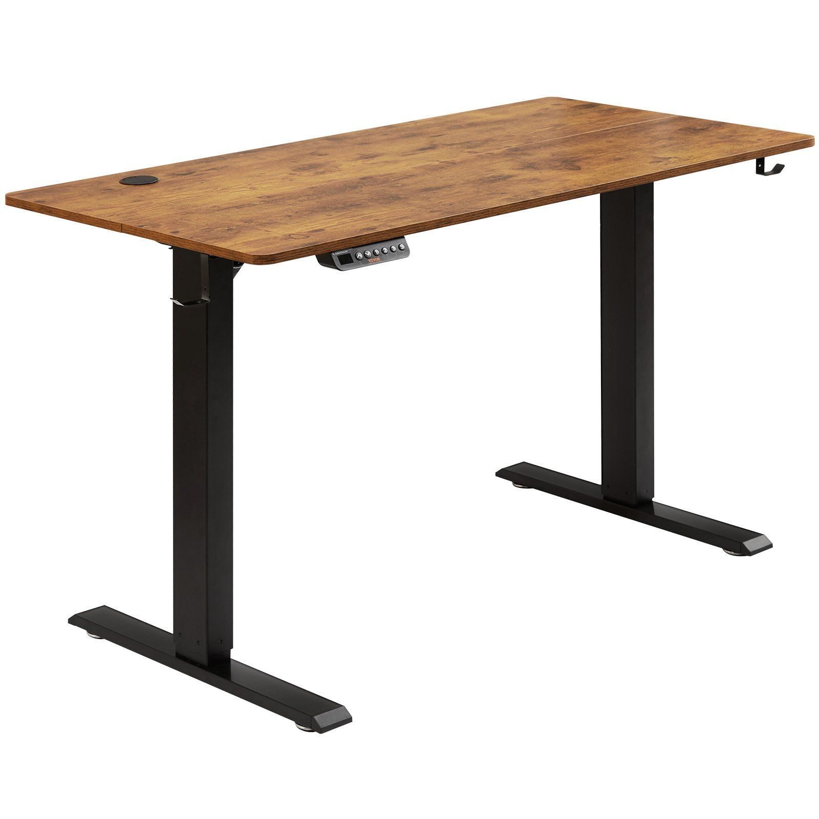 Schreibtisch höhenverstellbar, elektrisch, 140 x 70 cm, Stehpult, 0,72–1,1 m verstellbar, Memory-Steuerung, großer Computertisch, 82 kg belastbar, brauner Bürotisch, PC-Tisch, Sitz- und Stehpult