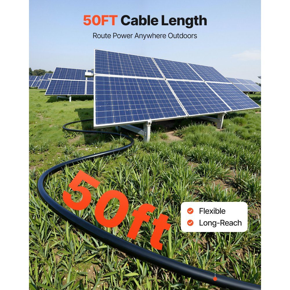 Solar Cable Extension 50ft Black and 50ft Red 10AWG Solar Extension Cable Tinned Copper Cable for Off Grid Photovoltaic Systems in Homes Vehicles RVs Boats IP67