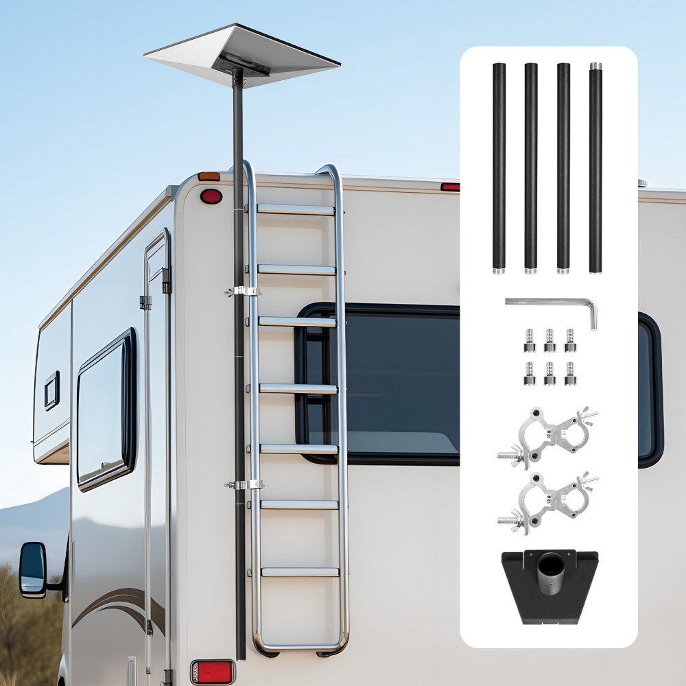 Starlink Gen 3 RV Ladder Mount 2450 x 142 x 185mm 360° Adjustable Angle Bracket with Mounting Accessory Kit Extra Long Steel Ladder Adapter Compatible with Gen 3 and V3 Black