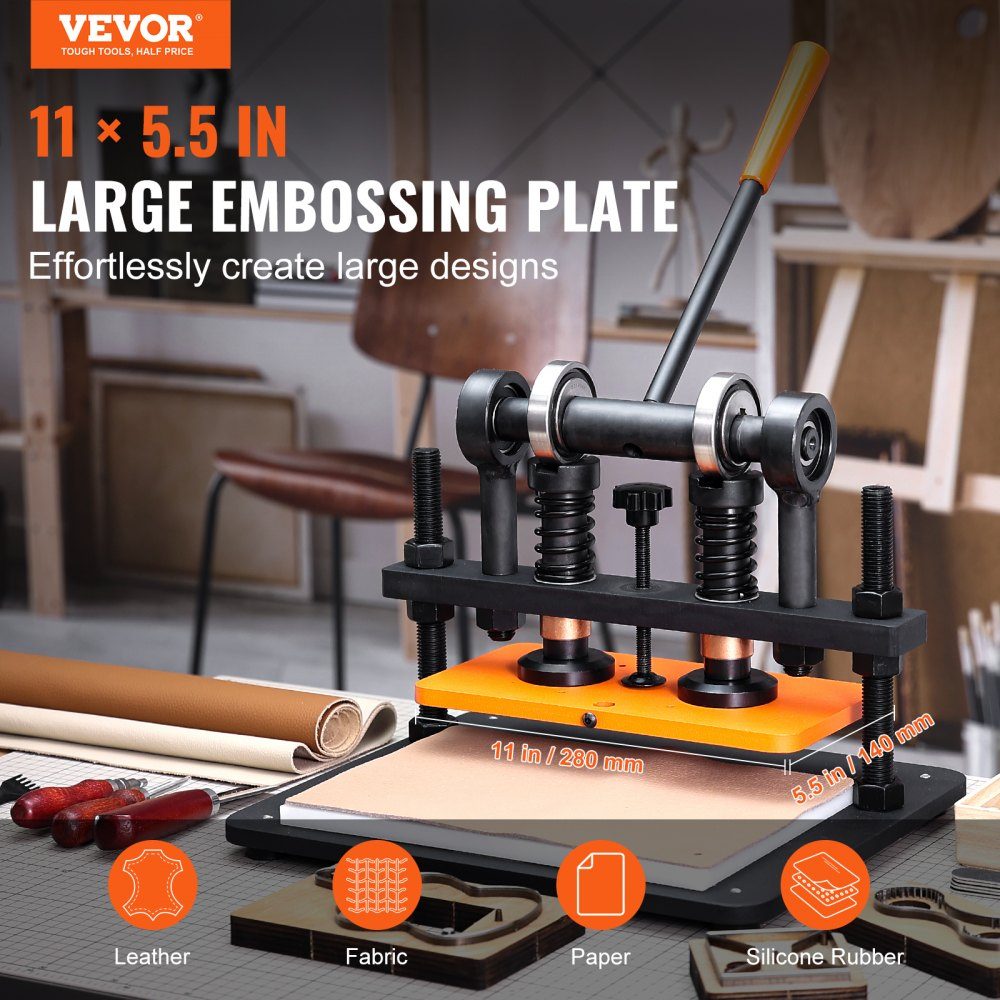 Leather Punching Machine Manual Leather Cutting Machine 28x14cm, Leather Embossing Machine 1.5t Heavy Duty Leather Punching Machine Suitable for leather, PVC/EVA foam, non-adhesive materials