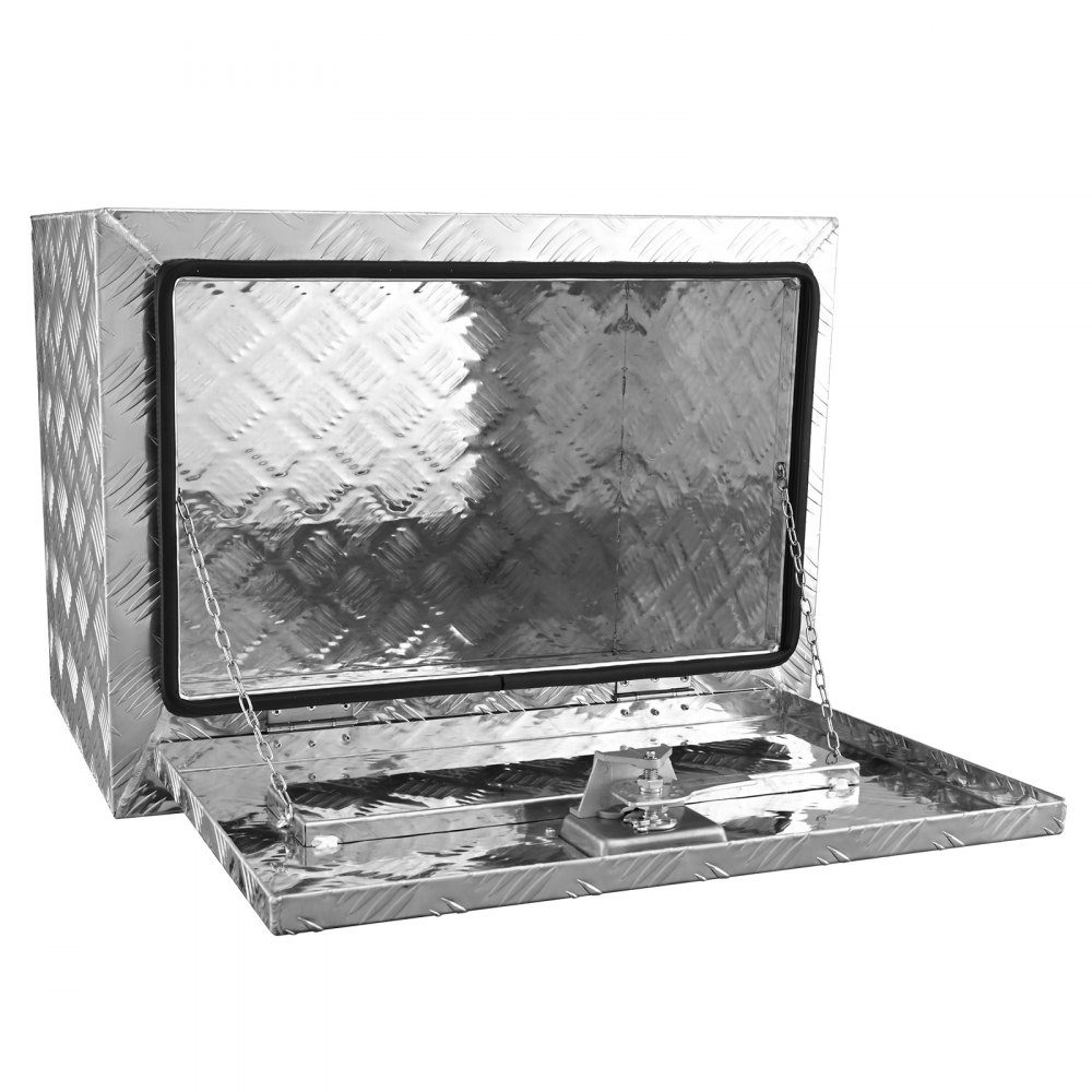 Underbody Truck Box, 610x335x405mm Pickup Storage Box, Aluminum Tool Box with Lock and Keys, Waterproof Trailer Tool Box for Trucks, Vans, Trailers etc