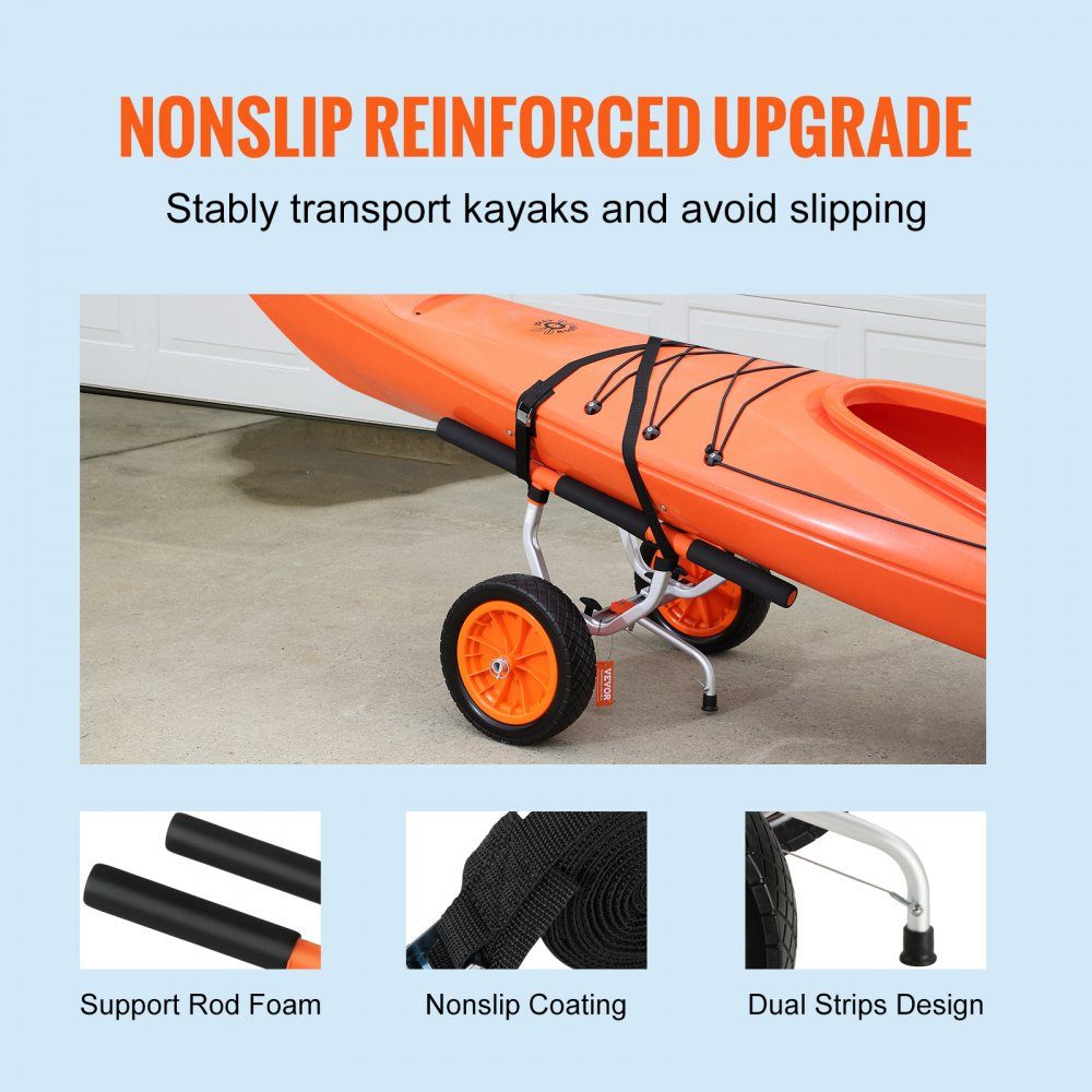 Chariot à kayak chariot à canoë en alliage d'aluminium 800x751x470mm capacité de charge jusqu'à 204kg roues en caoutchouc 30cm 170-440mm réglables pour chariot de bateau chariot de transport de canoë kayak chariot de surf chariot de bateau remorque