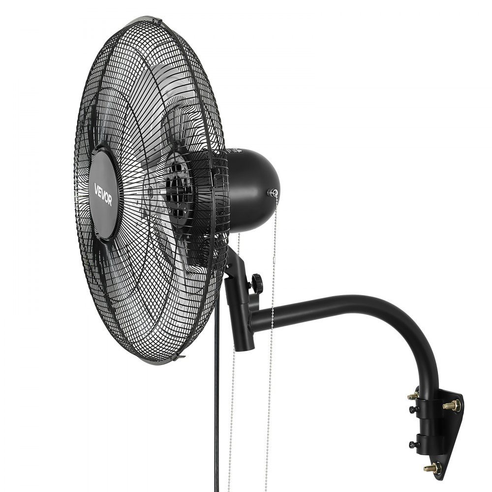 59W Industrial Wall Fan 20" 6.5m/s Oscillating Wall Fan with 3 Levels and Adjustable Tilt Angle Commercial Industrial Fan for Workshop Garage Warehouse Gym Black