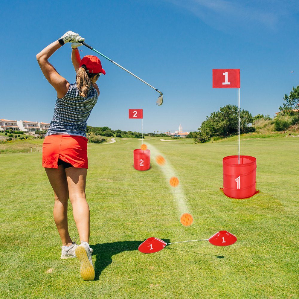 Golfspiel-Set, 3-Loch-Golfplatz, Golf-Übungsspiele im Eimer, Outdoor-Golf-Chipping-Spiel, tragbares Outdoor-Golfspiel für Rasen, Hof, Camping, Park, Strand
