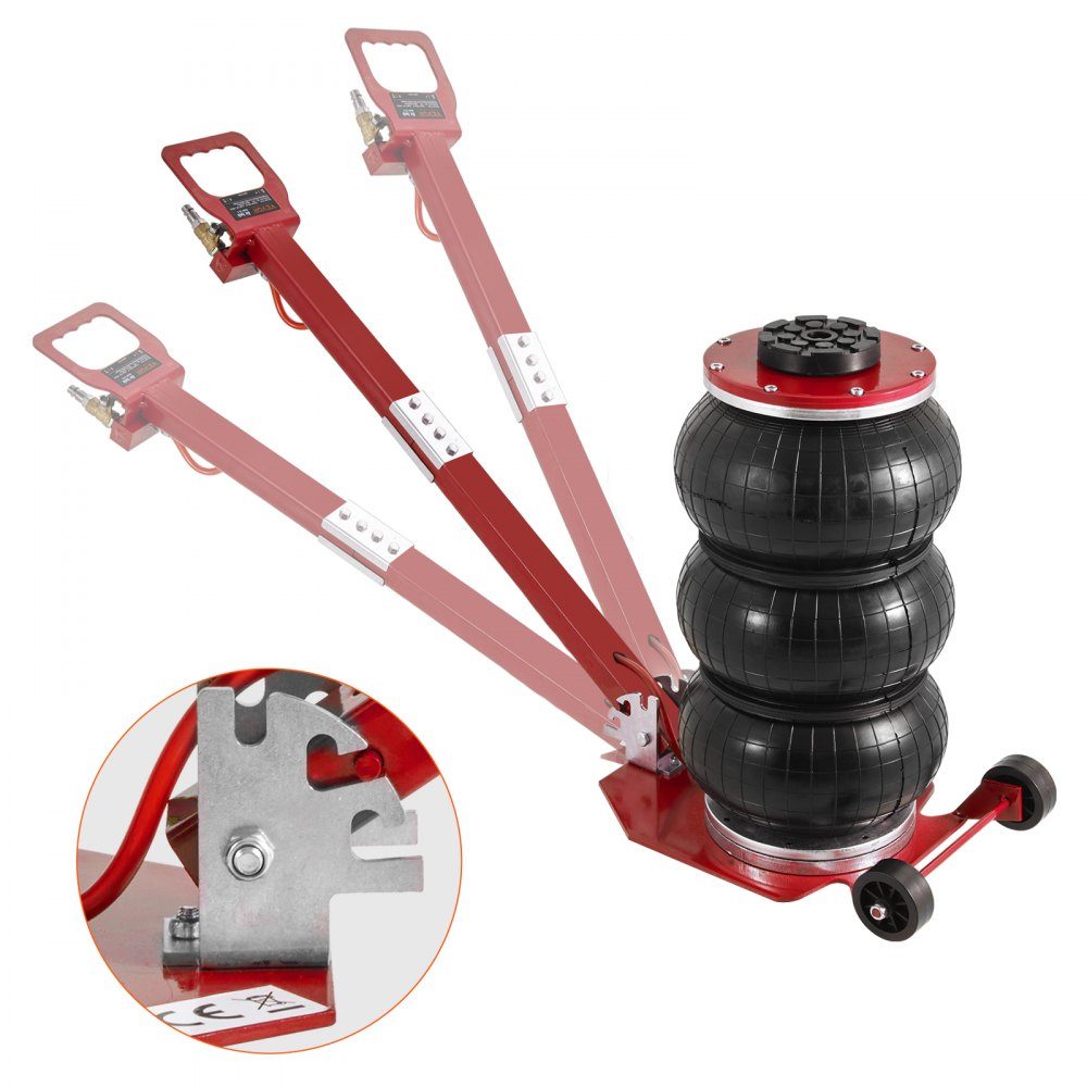 Cric pneumatique de voiture Triple Bag Air Jack 3 t, triple sac air jack 140-450 mm hauteur de levage airbag airbag, 3-5 s course vérin pneumatique avec longue poignée, cric réparation voitures, camions