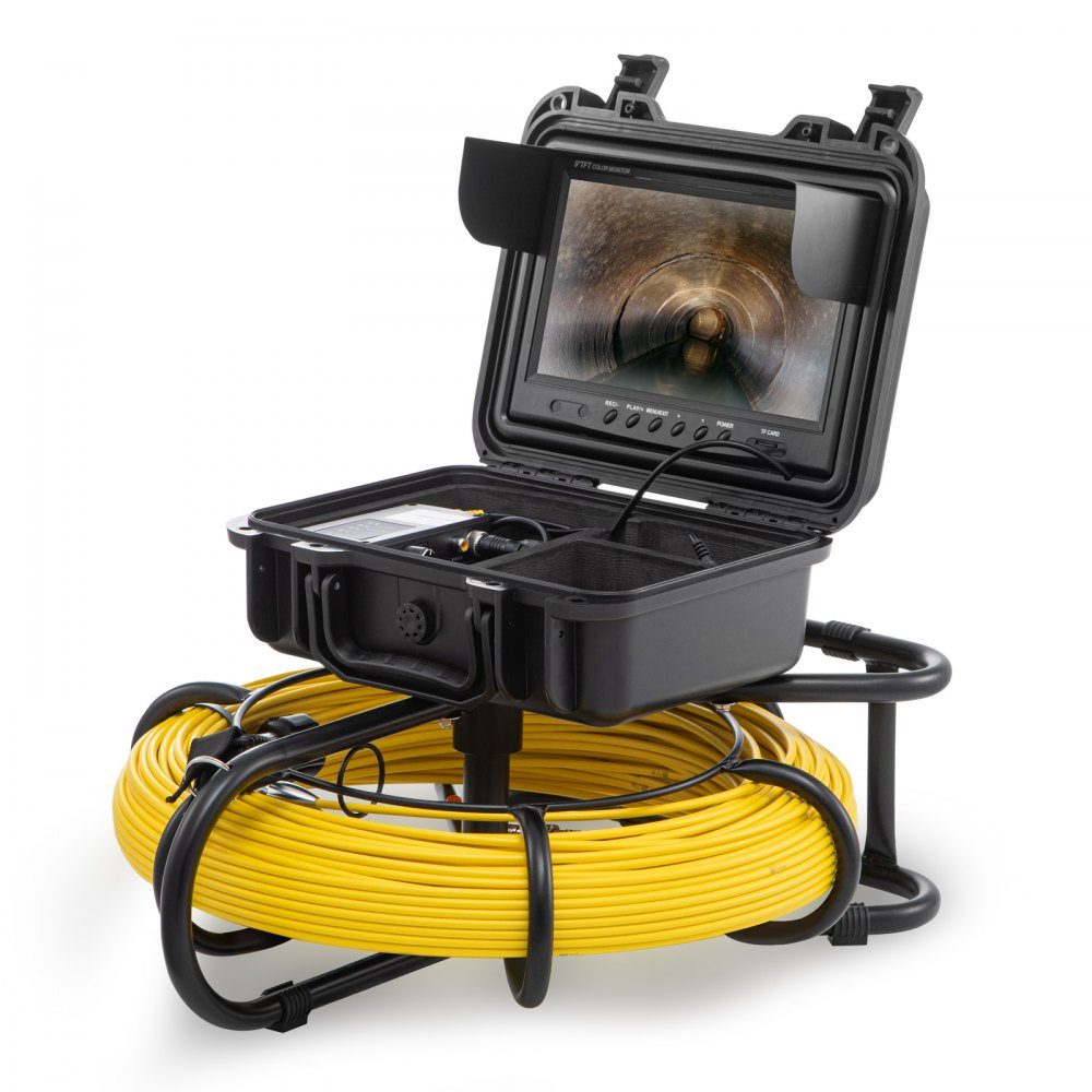 Sewer Camera 91.5m 23cm Screen Pipe Inspection Camera with DVR Function IP68-Kamera with 12 Adjustable LEDs with a 16GB SD Card for Sewer Pipe Home Sewer Pipe