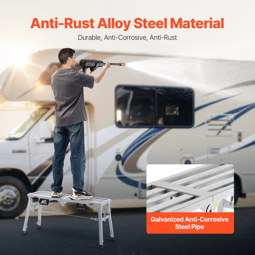 Arbeitsplattform, 500–740 mm, klappbare Trittleiter aus legiertem Stahl, tragbare Arbeitsplattform, Tragfähigkeit 180 kg, Trittbankhocker zum Malen, Trockenbau, Reinigen, Waschen Arbeitsplattform, 500–740 mm, klappbare Trittleiter aus legiertem Stahl, tragbare Arbeitsplattform, Tragfähigkeit 180 kg, Trittbankhocker zum Malen, Trockenbau, Reinigen, Waschen