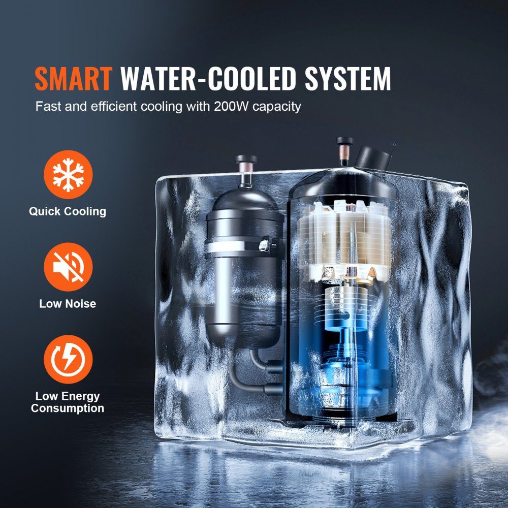 Industrial Water Chiller, KH-6000, 200W Industrial Water Chiller Cooling System with Compressor, 12L Water Tank Capacity, 7.8L/min Maximum Flow Rate, for CO2 Laser Engraving Machine Cooling Machine