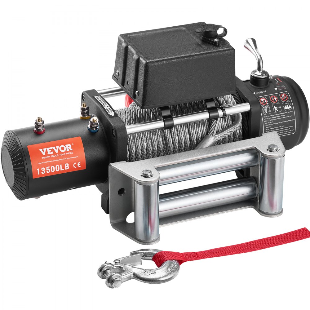 Electric Winch, 13,500lb 12V DC Truck Winch with Φ3/8" x 80ft Steel Cable Pulley Guide, Wireless and Wired Remote Control, IP55 Waterproof for Towing SUVs, Jeeps, Trucks, Trailers and Boats Electric Winch, 13,500lb 12V DC Truck Winch with Φ3/8" x 80ft Steel Cable Pulley Guide, Wireless and Wired Remote Control, IP55 Waterproof for Towing SUVs, Jeeps, Trucks, Trailers and Boats