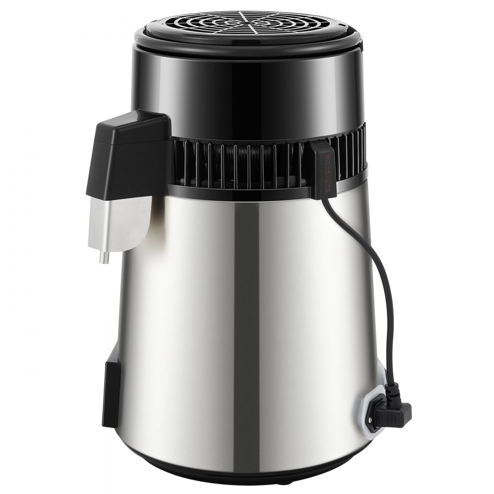 Water Distiller 1L/H Household Silver Water Distiller Make Distilled Water 750W, Double Screen Stainless Steel Distiller System with Glass Jug Distill Pure Water