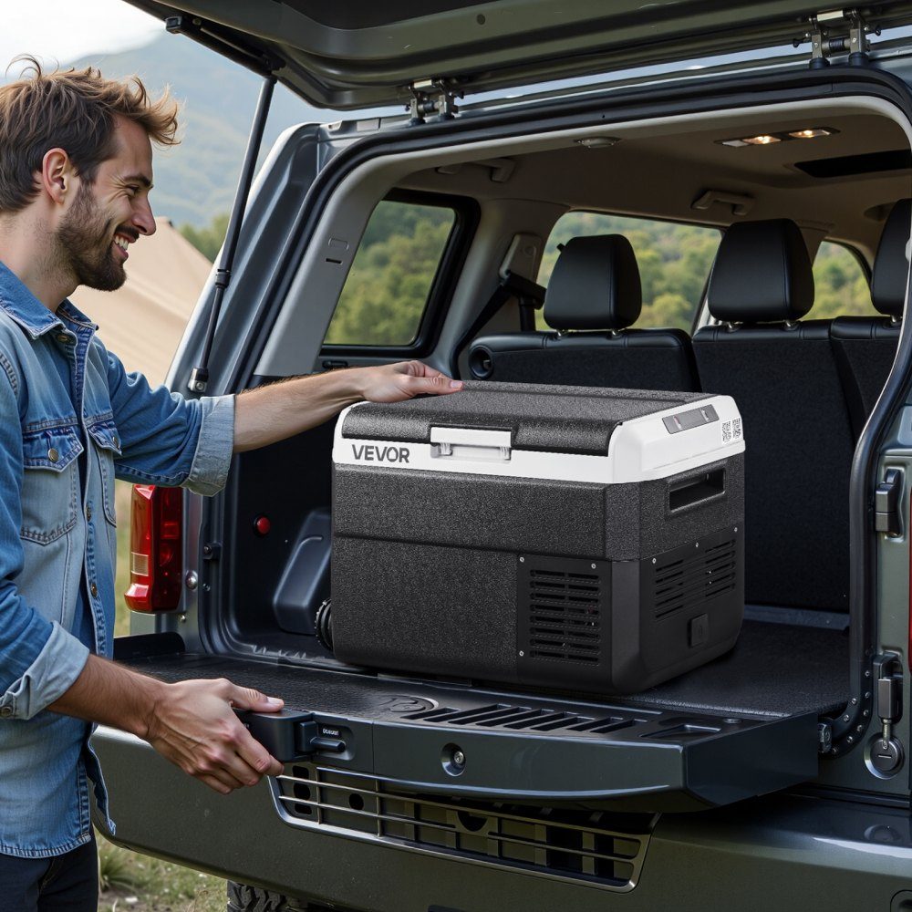 Compressor Cooler Box 25L Portable Car Fridge with Adjustable Temperature & App Control Refrigerator 12/24V DC and 100-240V AC for Outdoor Camping Trips and RVs