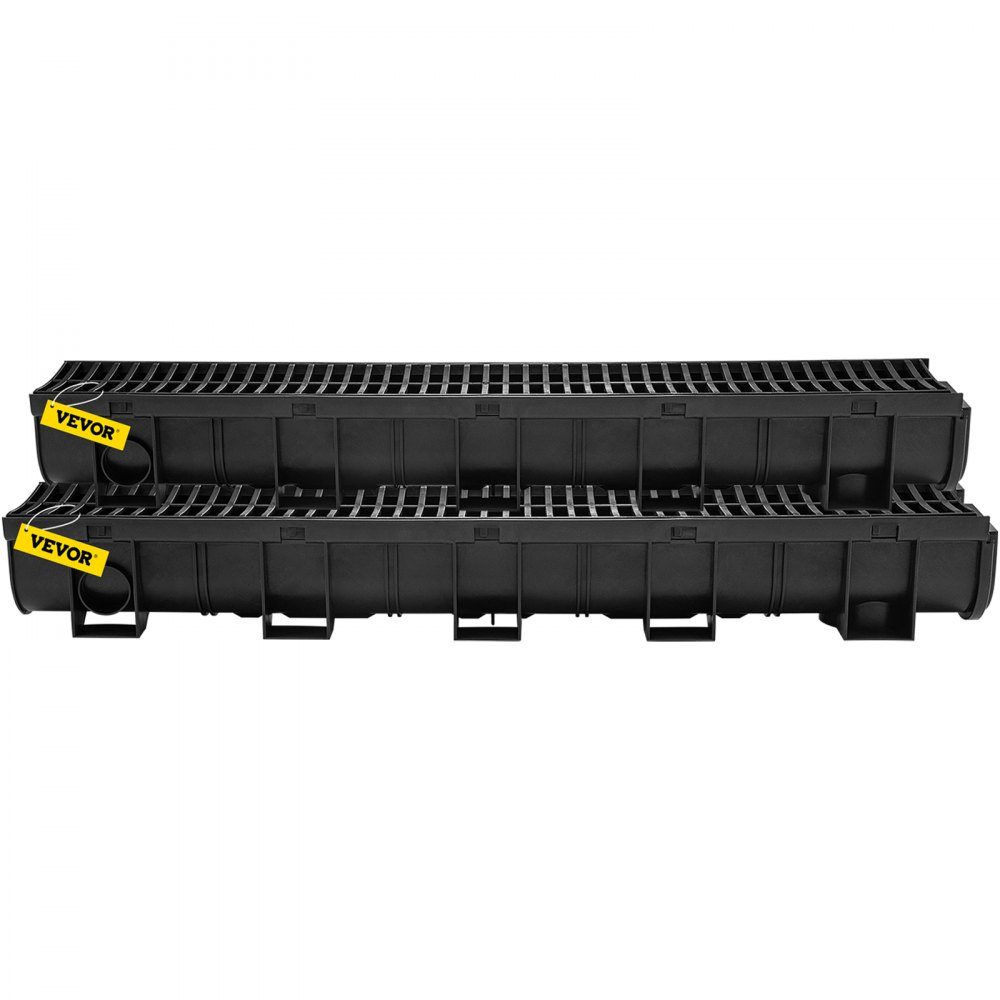 Dachrinnen-Set, 3 Stück, Entwässerungsrinne, HDPE-Kunststoffgitter, Grabenentwässerungssystem 15 x 13 x 100 cm, mit 3 Endkappen, Steckverbindung, für Gartenabfluss, Auffahrt, Pool, Gehweg