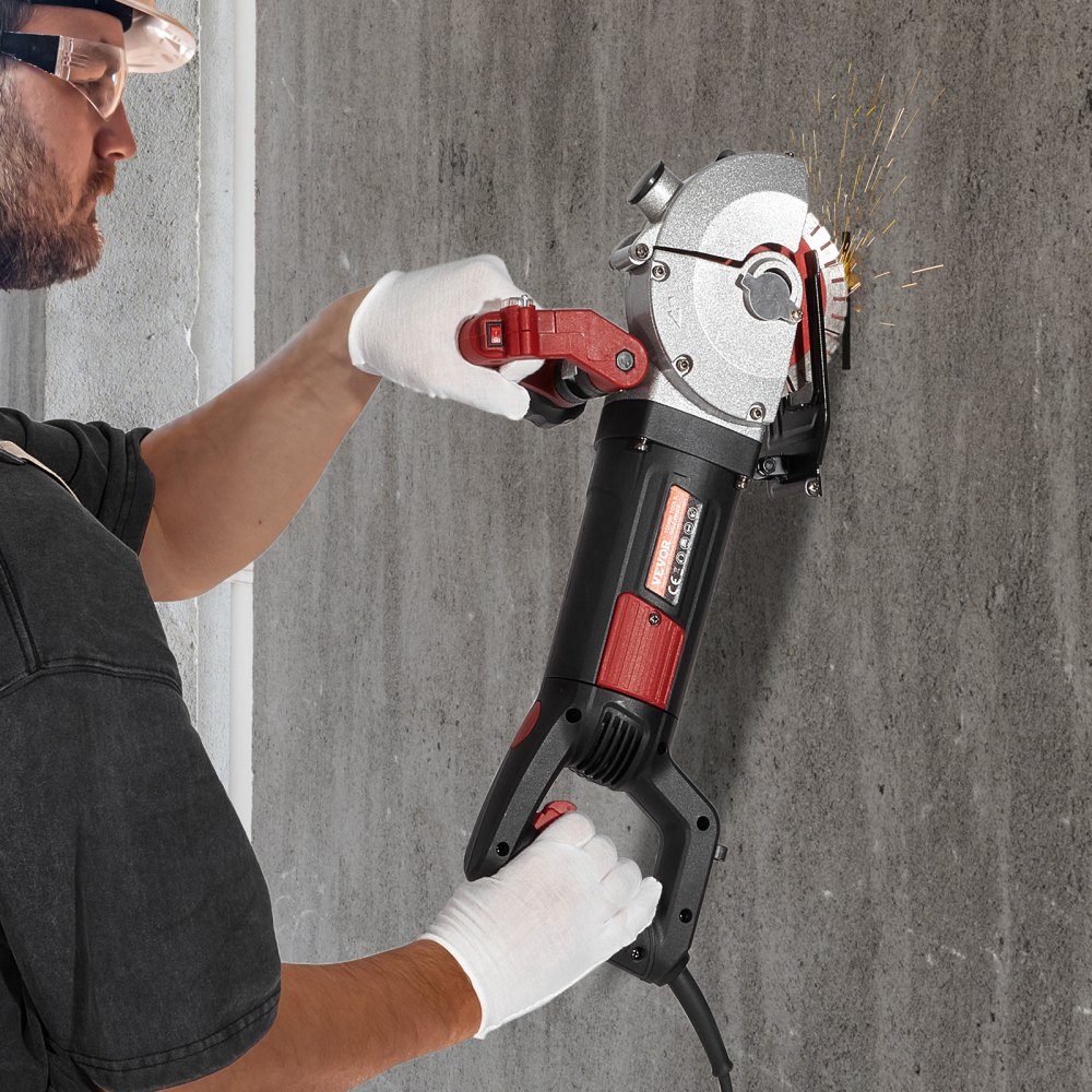Wall chaser slot cutter 4800W, wall chaser 6500 rpm, wall chaser slot chaser with 34 mm depth, 38 mm width, electric grooving machine 54x20x24 cm with 5 φ125 mm saw blade, ideal for construction sites