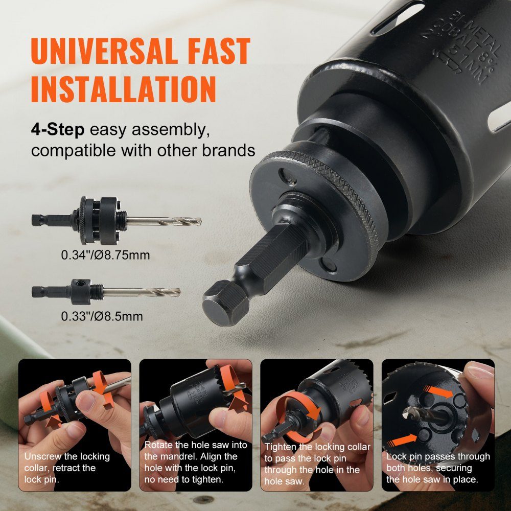 Bimetal hole saw set, 18 pieces. Perforated sheets, 6 hole drills cutting depth 38 mm, bimetal hole saw set, drill accessories, professional hole saws for drilling wood, iron, plastic and PVC etc