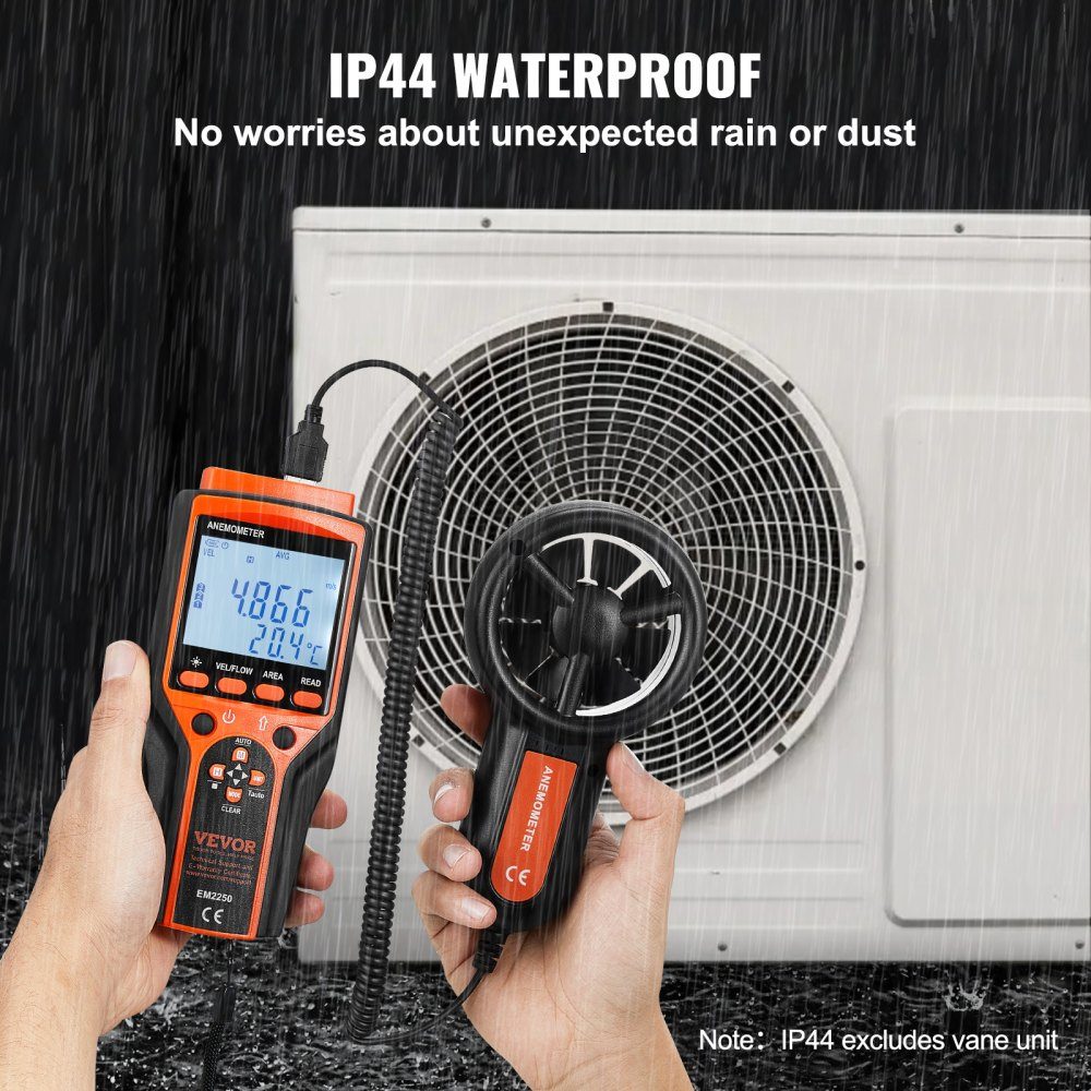 4 in 1 Anemometer 100,8 MPH Luftgeschwindigkeitsmesser 168 x 75 x 36 mm Anemometer IP44 Windmesser Windstärkemesser MAX/MIN/AVG/CU Windgeschwindigkeitsdaten Geschwindigkeitsmesser