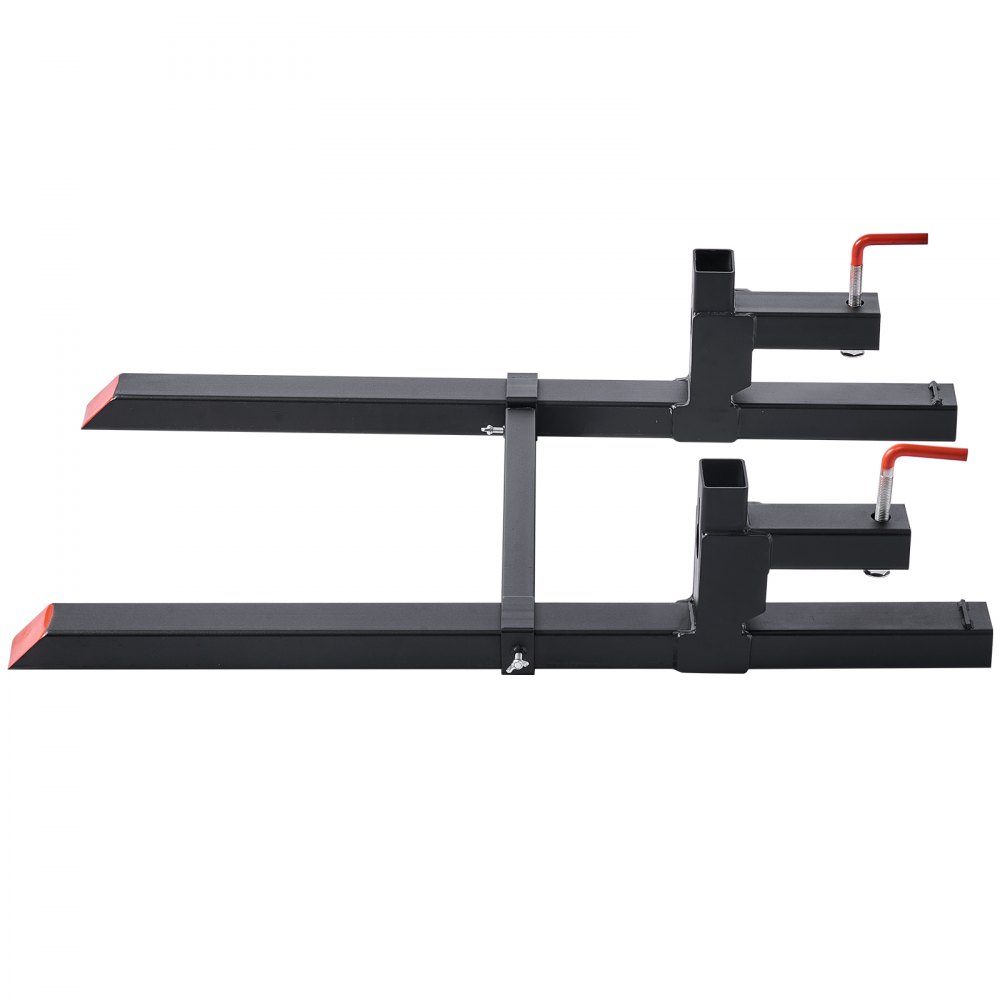Pallet Forks 907kg, Clamp Fork Carrier, 1090mm Overall Length, Forks with Adjustable Stabilizer Bar for Tractor Attachments, Loader Bucket and Skid Steer Loader, Black