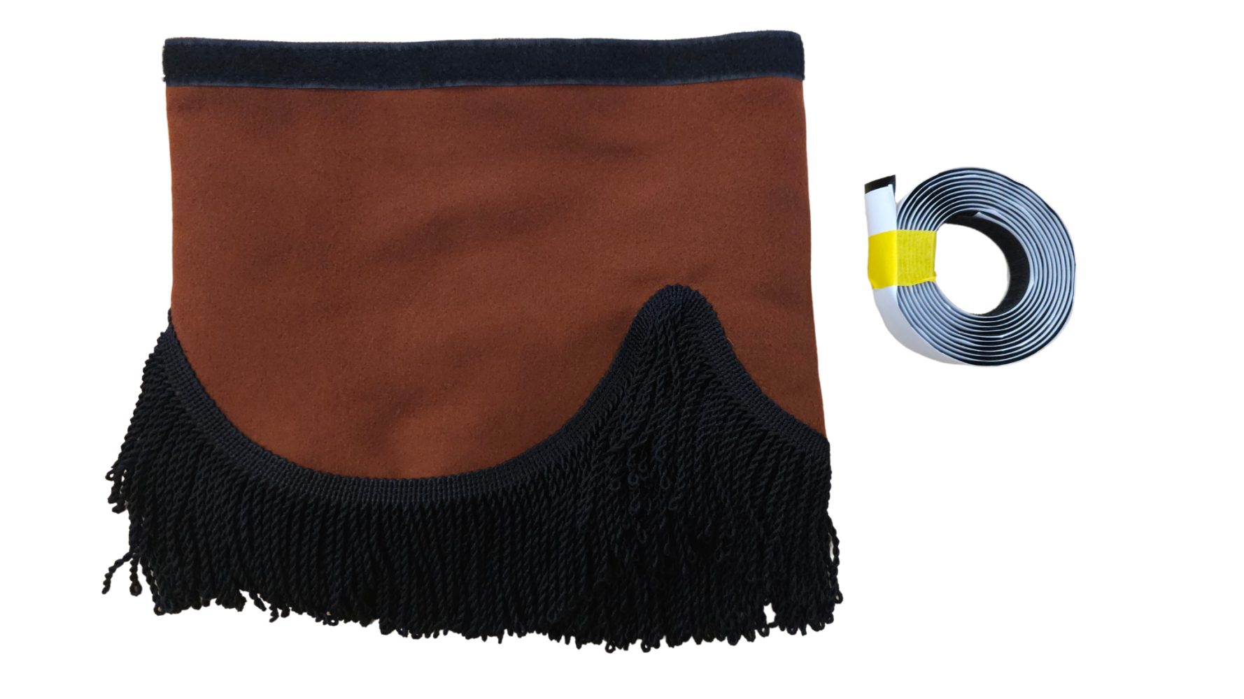 FALBANA FRONT WIND MIRRORS FOR TRUCKS, BROWN + BLACK FRINGES