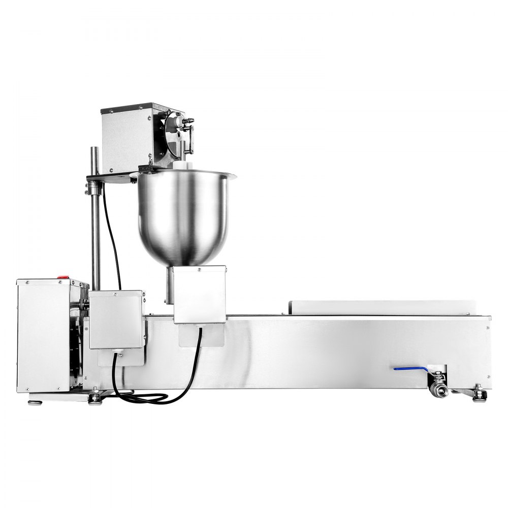 Commerciële automatische donutmachinemaker, roestvrijstalen enkele rij apparatuur (90 stuks / uur) Elektrische donutfriteuse met 3 vormmaten voor bakkerij, restaurants, café Commerciële automatische donutmachinemaker, roestvrijstalen enkele rij apparatuur (90 stuks / uur) Elektrische donutfriteuse met 3 vormmaten voor bakkerij, restaurants, café