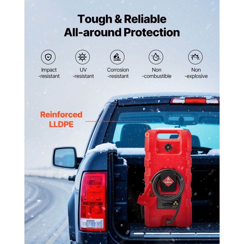 Bidon de carburant pour camion de carburant 56,78 L avec mode gravité et pompe manuelle, bidon d'essence, tuyau de livraison de 3 m et pompe manuelle, réservoir d'essence pour bateaux à moteur, VTT, essence et diesel