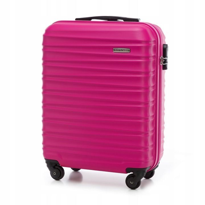 Valise premium valise de voyage valise de bord avec baleines plastique ABS 34l rose