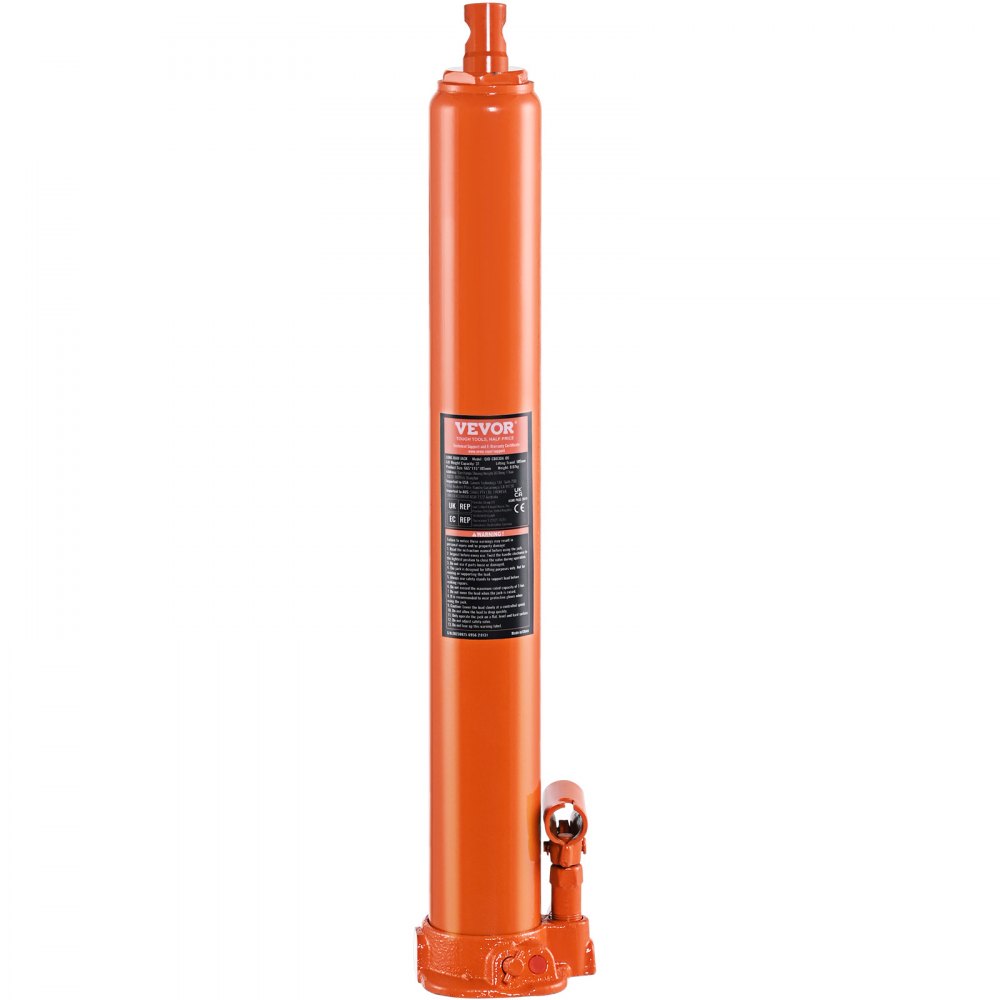 Cric hydraulique long, cylindre de levage de moteur 4T avec pompe à piston unique et base plate, cric-bouteille hydraulique pour ascenseurs de moteur, grues de garage/magasin, ferme, etc.