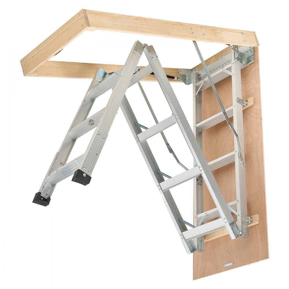 Échelle de sol, capacité de charge 170 kg, échelle de grenier réglable en hauteur de 3 à 3,13 m, escalier de grenier rabattable en aluminium, idéal pour accéder au grenier, balcons à l'étage